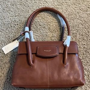 New with tag Radley Burnham Beeches brown leather satchel w/dust bag MSRP $255